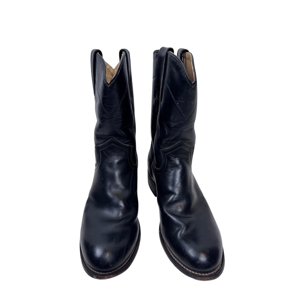 Justin Roper Boots Girls Leather Black Western Style 37024 Size US 4D